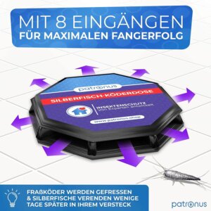 Patronus Silberfisch Köderdose mit 8 Eingängen