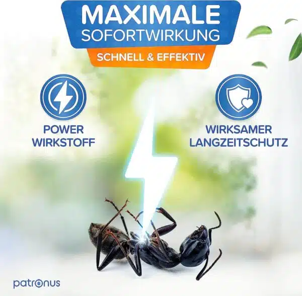 Sofortwirkung- Bild von Ameise und Blitz