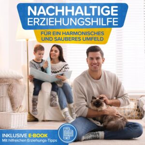 Bild von einer glücklichen Familie mit Katze. E-Book - Erziehungshilfe