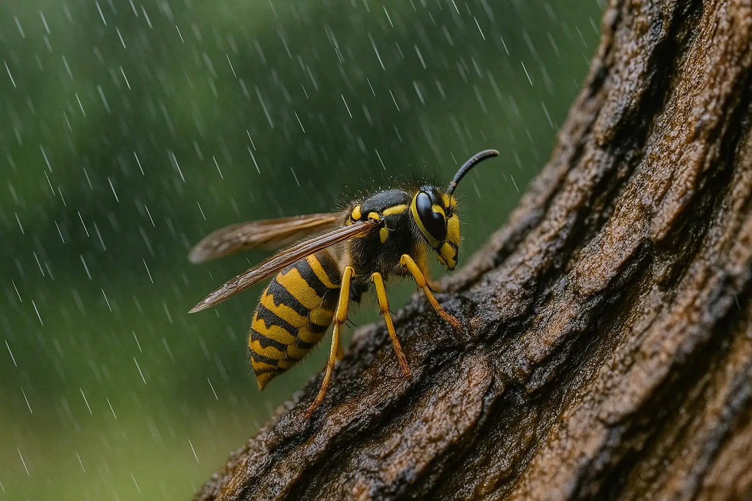 die rolle der Königin -und warum sie im regen bleibt-fliegen wespen bei regen