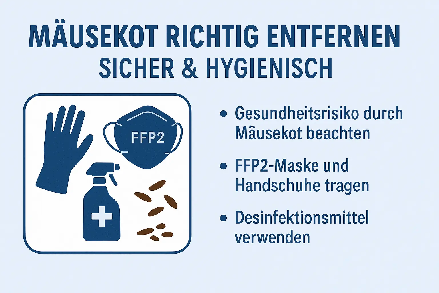 Infografik Sicherheitsmaßnahmen Mäusekot Entfernung