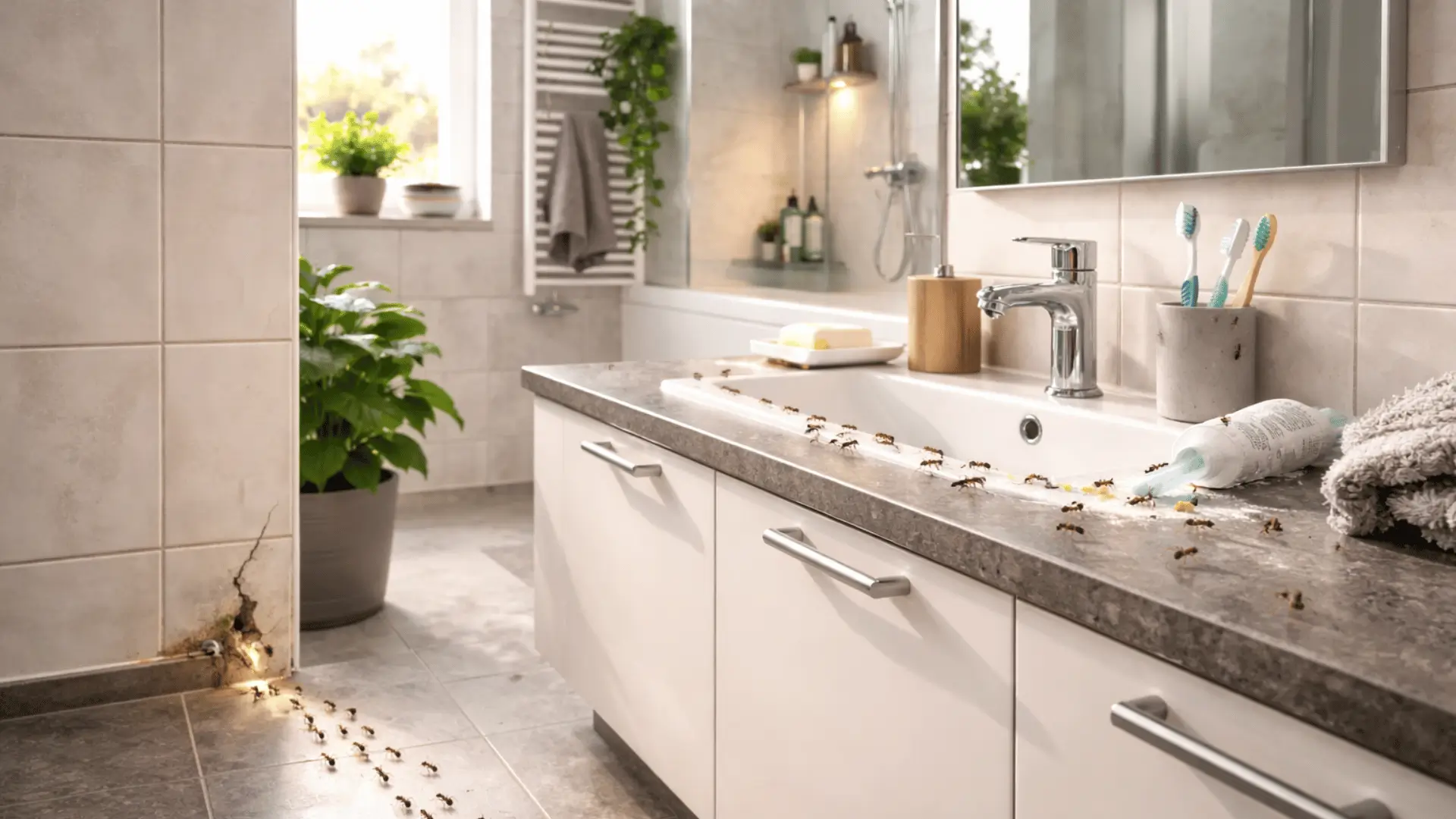 ameisen im Badezimmer