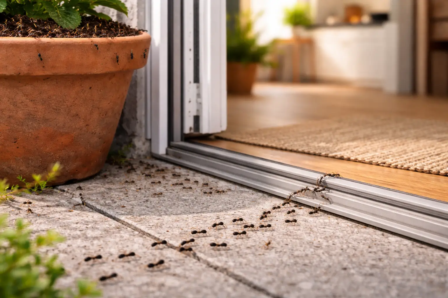 die gefahr des Übergangs von topf in die Wohnung -ameisennest im blumentopf