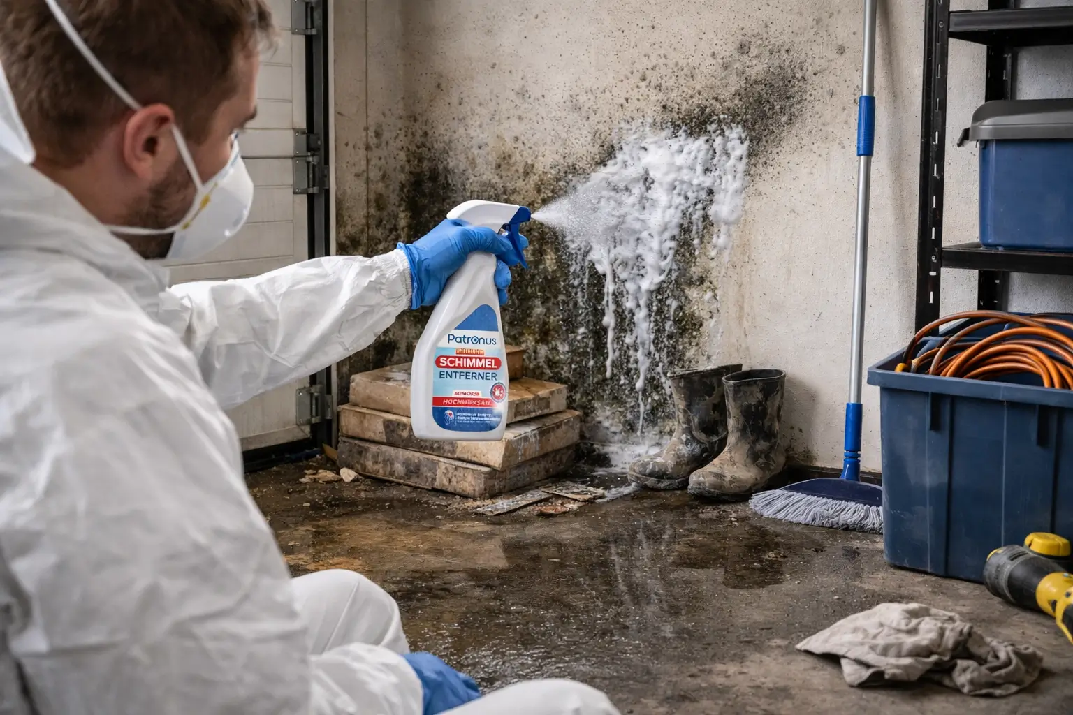 die geheimwaffe schimmel entferner mit hafteffekt-schimmel in der Garage