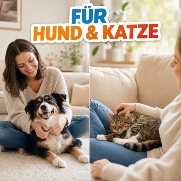 Entspannte Halter mit Hund und Katze – Patronus Flohmittel für Hunde- und Katzenhaushalte